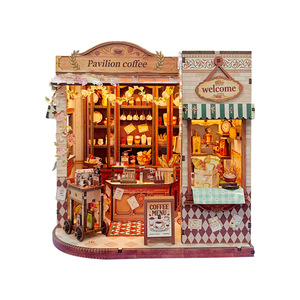 Modèle de jouet puzzle en bois à assembler soi-même, série 'Ancienne boutique d'angle de rue', scène miniature avec lumières de chalet, cadeau pour 14 ans et plus - Product Image 5