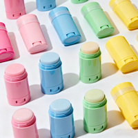 Emballage de déodorant en stick rechargeable en plastique, forme ronde, 30 ml, 50 ml, couleur personnalisée, logo, système twist-up