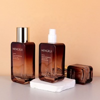 Bouteille en verre à pompe pour lotion, avec logo personnalisé, luxe, 40 ml, 100 ml, 120 ml, dégradé ambre, fond épais, pour crème pour le visage, sérum, emballage