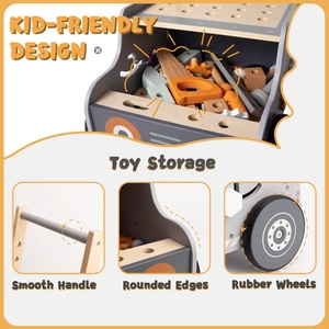 Nouveau banc de travail pour enfants, banc d'outils, activité pour tout-petits, marcheurs en bois, apprendre bébé, pousser, marcheur, jouets avec jeu d'activité - Product Image 4