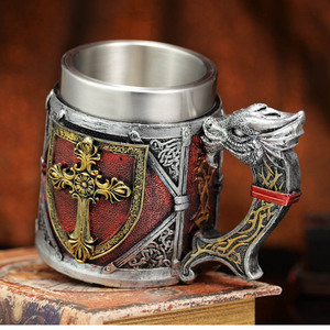 Jarra <span class=keywords><strong>de</strong></span> Cerveza Vikinga Nórdica <span class=keywords><strong>de</strong></span> Alta Calidad, Estilo Antiguo, Dorada, con Figura Decorativa, Capacidad <span class=keywords><strong>de</strong></span> 450 ml, para Cerveza o Whisky, Venta al Por Mayor - Product Image 5