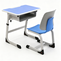 Bureaux et chaises d'étude ergonomiques modernes en acier et en bois, adaptés aux salles de classe et aux bureaux à domicile