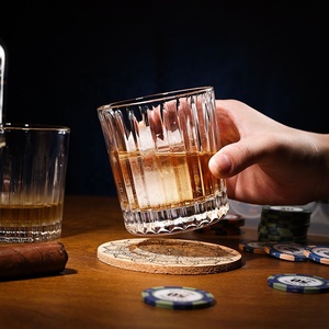 Rõ ràng khắc đá cốc thanh tinh thần ly 10oz cổ điển dọc sọc Whisky Kính - Product Image 3