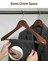 Cintres en bois à épaules larges antidérapants avec crochet pivotant à 360° en acier inoxydable poli pour manteaux, robes, vestes, pantalons et costumes