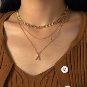 Nuevo collar Multicapa de la <span class=keywords><strong>A</strong></span> LA Z para mujer, cadena de eslabones de moda con chapado en plata para regalos, bodas, fiestas, compromisos - Product Image 1