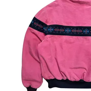 Özel Patchwork boş pamuk Zip Up soluk düz Streetwear Vintage kırpılmış bombacı ceketler erkekler