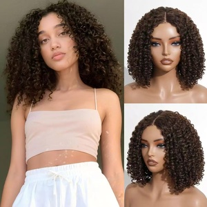 Perruque en <span class=keywords><strong>cheveux</strong></span> humains naturels pour femmes aux <span class=keywords><strong>cheveux</strong></span> courts, avec <span class=keywords><strong>coiffure</strong></span> à raie et boucles volumineuses, petites boucles de style africain - Product Image 1