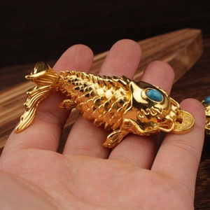 Figurine d'Arowana en alliage, ornement mobile, décoration Feng Shui chinoise, décoration de table pour la maison, motif animal en forme de poisson vivant - Product Image 3