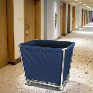 Carrito de limpieza de lona de acero inoxidable de alta calidad y diseño moderno, 4 ruedas giratorias, logotipo personalizable para ropa de lavandería de Hotel - Product Image 6