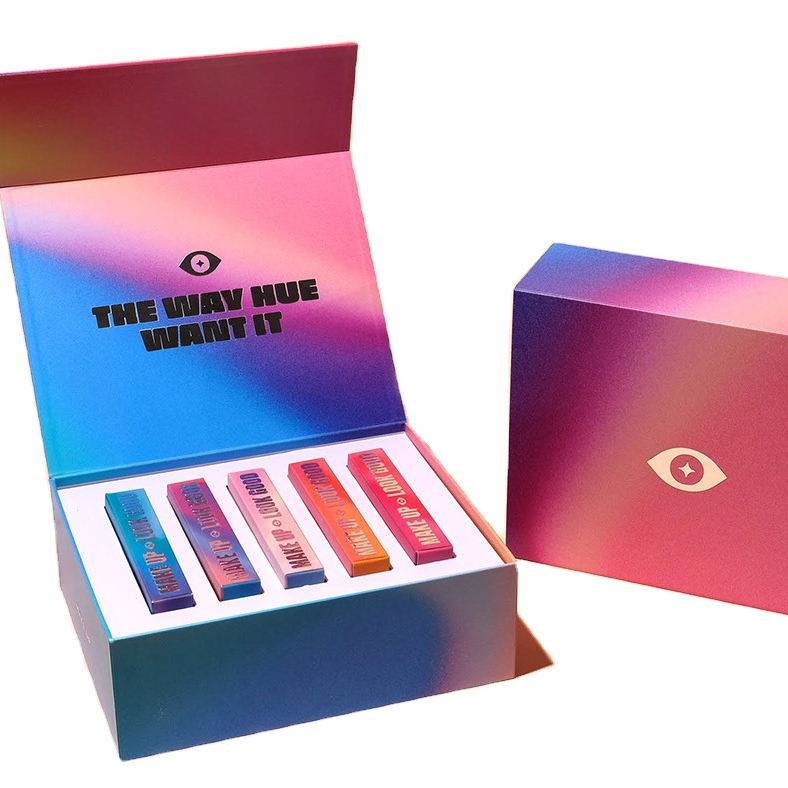 Заводская цена на заказ Печать розовый макияж блеск для губ упаковочная бумажная коробка