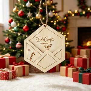 Decorazione Natalizia <span class=keywords><strong>in</strong></span> <span class=keywords><strong>Legno</strong></span> Tagliato al Laser, Lettera per Babbo Natale con Busta, Ornamento <span class=keywords><strong>da</strong></span> Appendere - Product Image 3