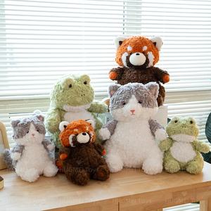 Venta al por mayor de peluche de rana juguetes de peluche súper suave poliéster algodón orgánico mapache muñecas PP algodón relleno cumpleaños nailon plástico - Product Image 1