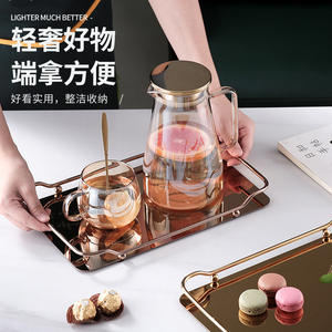 Plateau à thé rectangulaire en acier inoxydable nordique, finition miroir, plateau de service pour bar à domicile - Product Image 4