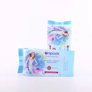 OEM Women Care Eco Friendly Custom Pouch Side Gusset White PE Poly Heat Sealing Packs Plastic Sanitary Napkin Packaging Bag