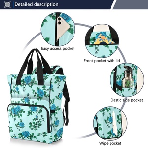 Bolsa de Pañales Impermeable con Diseño de Rosa Azul Hawaiana, Mochila Portátil para Bebé con Gran Capacidad para Mamá - Product Image 2