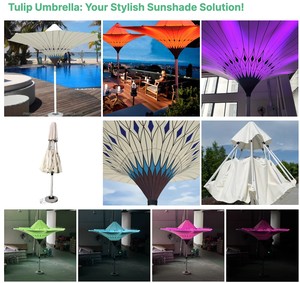 Parasol rond de luxe de qualité supérieure pour l'extérieur, forme de fleur, hôtel, LED, <span class=keywords><strong>tulipe</strong></span>, imperméable, avec lumière LED - Product Image 6