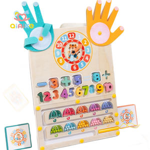 Jouet Mathématique Montessori <span class=keywords><strong>en</strong></span> Bois 3-<span class=keywords><strong>en</strong></span>-1 : Comptage des Perles, Labyrinthe Numérique et Horloge pour l'Éveil Cognitif des Tout-Petits et Enfants - Product Image 1