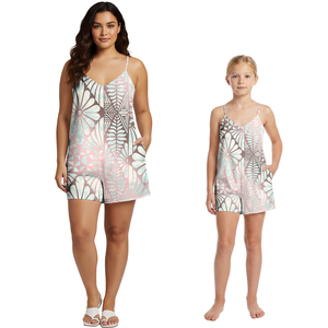 Trajes enterizos sexys para mujer, body personalizado con estampado tribal samoano y fijiano, monos para niñas, conjuntos <span class=keywords><strong>de</strong></span> mamá e hija, shorts hawaianos. - Product Image 2