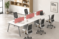 Banc de travail de bureau pour 6 personnes avec écran de confidentialité pour espace de travail ouvert
