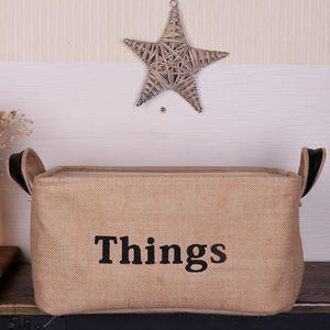 سلال تخزين ألعاب من الخيش منظم لغرف الرضع وغرف المعيشة سلة تخزين قماش من الخيش مزودة بيد للملابس - Product Image 5