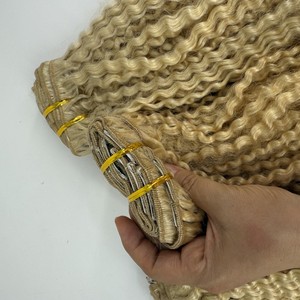 7pcs/套非洲扭结卷发人发延伸 #613金发卷发夹120克缅甸处女发 - Product Image 6