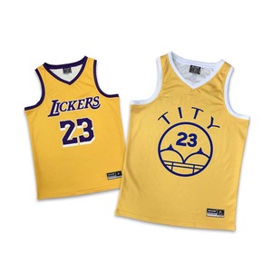 Camiseta de Baloncesto Unisex Amarilla Personalizada al por Mayor, 100% Poliéster, Malla Transpirable, Secado Rápido, Impresión por Sublimación - Product Image 1