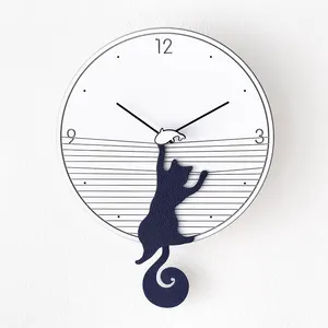 29*29cm creative custom Forescolor ecoboard חזיתות + MDF חמוד חתול מטוטלת שעון קיר עבור קידום