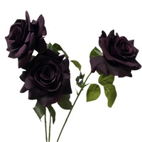 Roses noires au toucher réel pour mariage, fleurs écologiques au toucher réel pour arrangements floraux de toile de fond de mariage éco-responsable