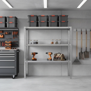 Scaffale Estensibile in Acciaio Inox AISI 304 per Garage, 120x30cm con 3 Ripiani, Altezza 150cm - Product Image 2