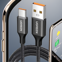 Câble tressé USB 2.0 de 100W USB-A vers Type-C pour charge rapide 6A pour téléphones mobiles