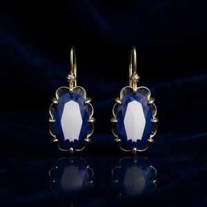 Pendientes de Zafiro Ovalados Shimizuya E4627 con Engaste de Garra Chapados en Oro, Joyería Clásica para Mujer para Fiestas - Product Image 2