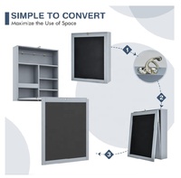 Bureau mural pliable avec espace de rangement, tableau noir convertible, en bois massif peint, multifonctionnel, pour la décoration de la maison