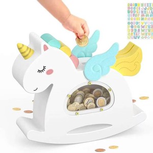Hucha de madera con forma de unicornio y función de entrada de monedas para niños de 2 a 4 años - Product Image 5