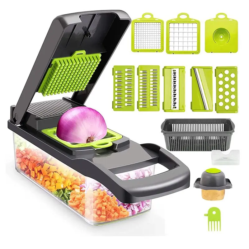 Picadora de verduras multifuncional para el hogar, herramientas de cocina, triturador de patatas en cubos de corte rápido, cortador de verduras 12 en 1