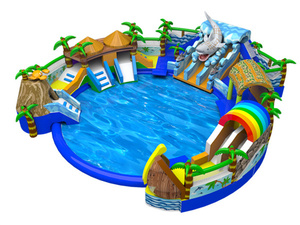 Tobogán de agua inflable comercial popular de verano 2024 con tres toboganes <span class=keywords><strong>piscina</strong></span> para niños Parque Acuático de alta calidad - Product Image 3