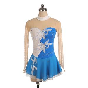 Filles Enfants Strass Maille Splice Figure Patinage Sur <span class=keywords><strong>Glace</strong></span> Gymnastique Robe Salle De Bal Performance Dancewear Costume Groupe D'âge Enfants - Product Image 3