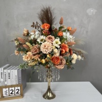 Boules de fleurs DKB 45 cm orange et rose vif, romantiques et vibrantes, en soie, roses et dahlias artificiels faits à la main