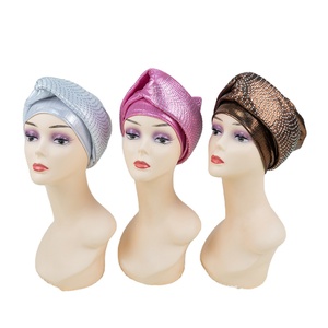 Diadema de poliéster africana con diamantes de imitación para <span class=keywords><strong>mujer</strong></span>, novedad de moda de Aso Oke nigeriano, negocios de playa, deportes, superventas de la última, del 2017 - Product Image 1