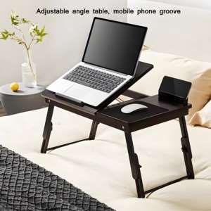 โต๊ะวางโน้ตบุ๊กแบบพับได้ทำจากไม้ไผ่ ปรับมุมได้ ใช้ได้บนเตียง เหมาะสำหรับใช้ในออฟฟิศ - Product Image 2