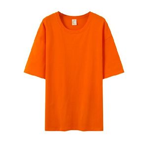 T-<span class=keywords><strong>shirt</strong></span> basique en coton pour <span class=keywords><strong>femme</strong></span>, 180 grammes, col rond oversize, manches courtes, hauts décontractés multicolores - Product Image 2