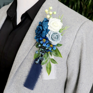 Decoraciones de boda de estilo europeo novia novio mejores amigos muñeca rosas pecho falda taza ramos de flores elegante diseño de rosas - Product Image 1