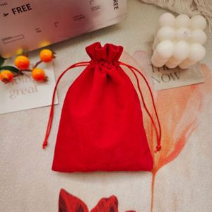 Customized Luxury Velvet Pouch <b>Drawstring</b> Velvet Gift <b>Bag</b> <b>Makeup</b> Packaging <b>Bags</b> Red Velvet Pouch - Product Image 6