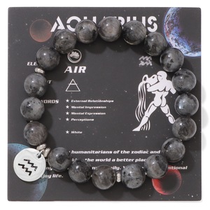 Gelang Batu Alam 12 Zodiak dengan Liontin Baja Anti Karat, Tali Elastis, Gelang Manik Penyembuh Energi untuk Unisex - Product Image 5