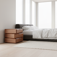 Table de chevet moderne rotative à trois niveaux en noyer, faite à la main, avec 3 tiroirs, qualité E1, pour chambre à coucher, salon et hôtel