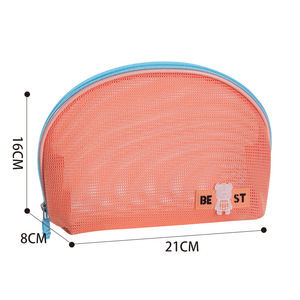 Bolsa de maquillaje semicircular para vacaciones, bolsa de maquillaje de viaje, bolsa de almacenamiento de malla portátil, mini bolsa de maquillaje de gran capacidad, sensación de lujo - Product Image 6