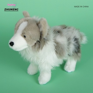 Peluche de chien <span class=keywords><strong>berger</strong></span> australien avec rembourrage en coton PP pour enfants de 4 à 6 ans, cadeau d'anniversaire gris et blanc - Product Image 1