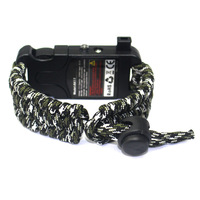 Bracelet de survie multifonctionnel Qori AK17 en paracorde avec boussole, miroir réflecteur et sangle de poignet réglable - Équipement en nylon et ABS