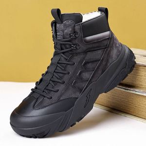 Nouvelles Bottes de Travail Montantes Polyvalentes en Cuir Véritable et Laine Tendance pour Hommes 2025 - Product Image 4