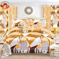 Ensemble de literie King Queen Size en gros, Draps de lit 3 places, 4 pièces, Draps de lit en polyester, 2 draps de lit avec 2 rideaux