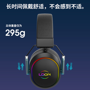 Casque de jeu sans fil Ldon, Bluetooth 5.0, avec micro, pour PC, PS4, Xbox, ordinateur portable, casque de sport électronique, lumière RGB, chargement de type C - Product Image 5
